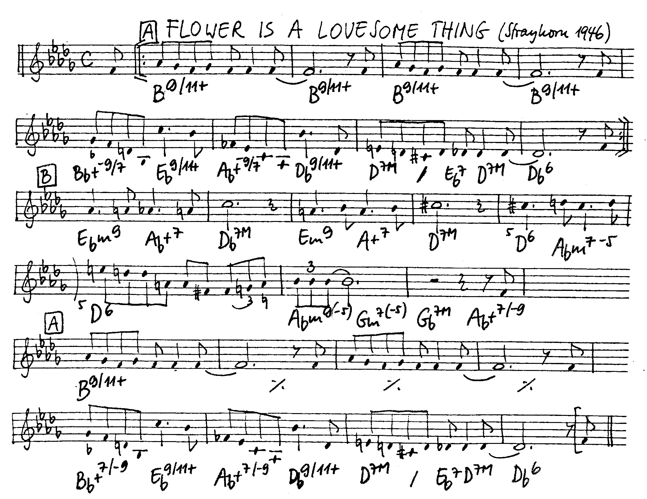 a flower is a lovesome thing free jazz leadsheet - Courtesy of the Jungle Jazz Band